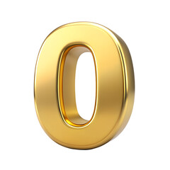 3d golden number 0 isolated on white background. PNG Transparent file type with high definition quality And vibrant color grading Available.