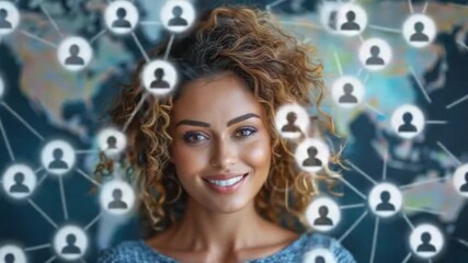 Global Network Connection: A Woman's Digital World and Social Interactions - Powered by Adobe