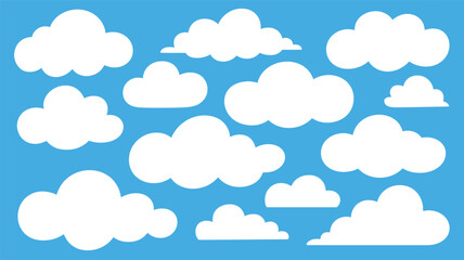  Bright Blue Sky with Whimsical White Clouds — Peaceful and Minimal Nature Illustration Capturing Lightness, Calm, and Atmospheric Beauty