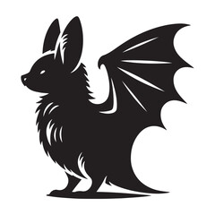 Naklejka premium Striking black silhouette of a bat in flight perfect for halloween or spooky themes
