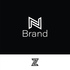 Modern Linear N or Z Monogram Logo with two backgrounds' colors.  © Nazim