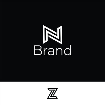 Modern Linear N or Z Monogram Logo with two backgrounds' colors. 