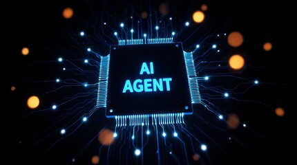 an ai agent hologram symbolizing agentic autonomy for collaboration with the human workforce using autonomous agents to work in business partnership using teamwork | ai, robotic, technology, innovatio