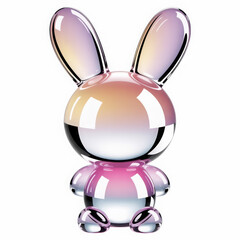 Iridescent Glass Bunny Figurine Cute Easter Decoration Contemporary Art Object Minimalist Design Bright and Colorful Decorative Sculpture Modern Home Decor