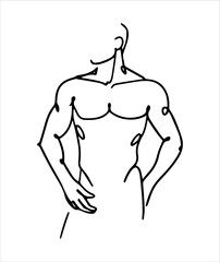 Aesthetic torso of a man drawn in line art style.