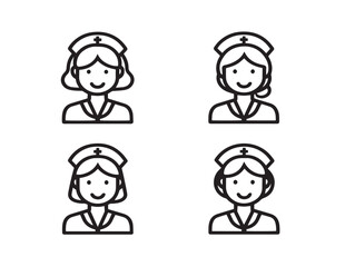 Set of modern nurse icons in 2D vector style