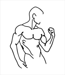 Aesthetic torso of a man drawn in line art style.