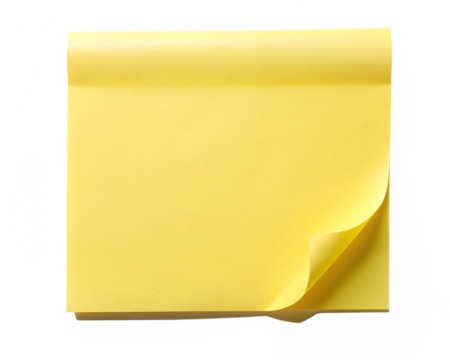 yellow sticky note isolated on white background. PNG Transparent file type with high definition quality And vibrant color grading Available.