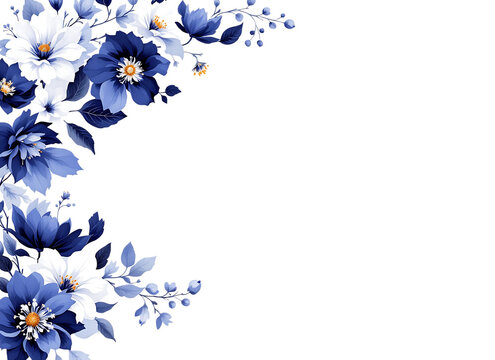 Elegant floral arrangement with blue and white flowers on a sophisticated Isolated on transparent background