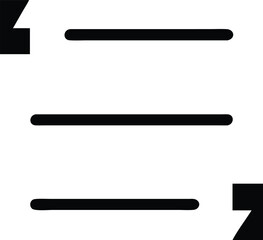 Black quotation marks with horizontal lines quote symbol