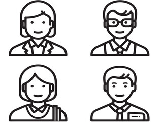 Teacher education icons in minimal outlined vector style