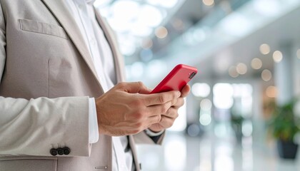Closeup of impersonal woman's hands using cell phone mobile AI app for work call, business communication, trading. Busy female woman businesswoman working on smartphone, texting. Copy space, banner