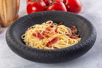 Italian pasta spaghetti with bacon