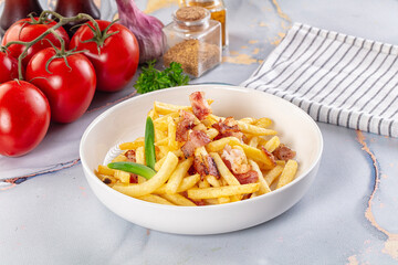 French fry potato with bacon