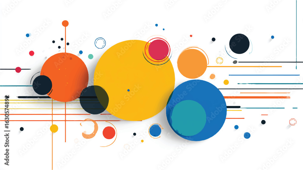 Poster vibrant abstract background with geometric shapes and dotted lines dynamic composition with colorful