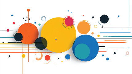Obraz premium Vibrant Abstract Background with Geometric Shapes and Dotted Lines Dynamic Composition with Colorful Circles