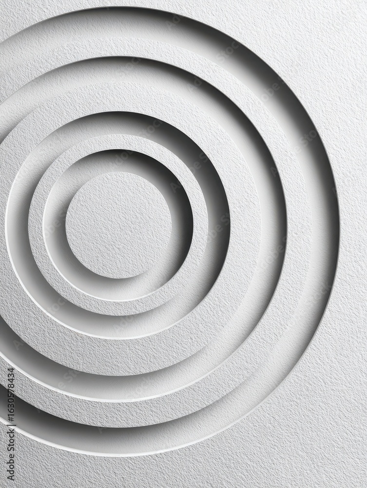 Poster concentric randomly offset white rings or circles steps fading out background wallpaper banner close
