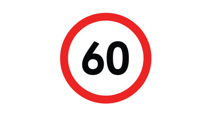Vector illustration of sixty speed limit traffic sign isolated on white background