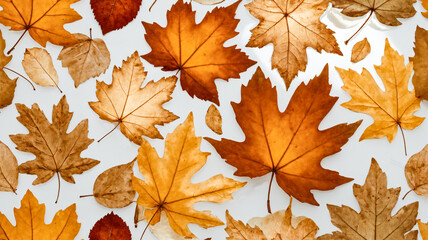 autumn leaves isolated on white background
