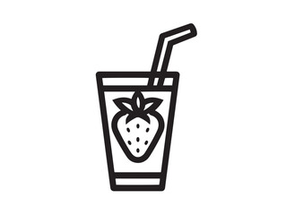 Elegant 2D smoothie icon with fresh strawberry detail