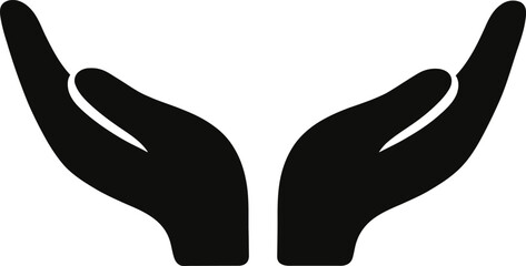 Naklejka premium Vector icon of open hands gesture symbolizing support, charity, help, and protection