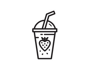 Strawberry drink icon in stylish clean vector drawing