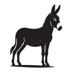 Simple black silhouette of a donkey standing a clean vector graphic for various uses