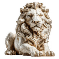 Naklejka premium Majestic lion statue a symbol of strength and courage a timeless sculpture with intricate details and a classic design isolated on transparent background