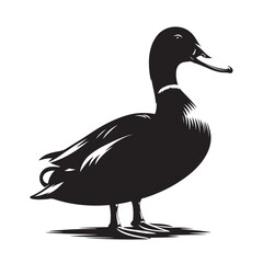 Clean silhouette of a duck in profile a simple and elegant wildlife graphic design