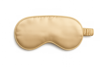 Realistic golden sleep mask promoting relaxation and better sleep, isolated on a transparent background