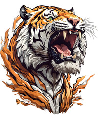 Fierce Tiger Roar PNG Printable
