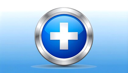 Obraz premium Blue button with plus sign