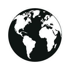 Globe Silhouette Vector Illustration on White Background – Earth and World Map Icon