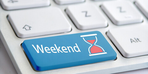 Weekend Key with Hourglass Icon for Work-Life Balance and Free Time.