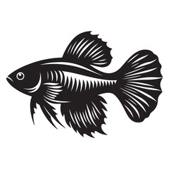 Stylized silhouette of a single fish swimming gracefully representing aquatic life and the ocean