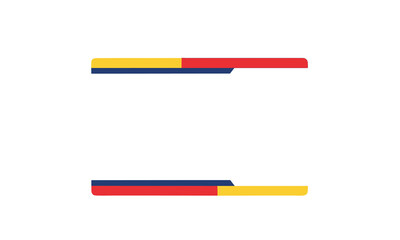 Two abstract horizontal color bars with yellow, blue, and red segments isolated on white background