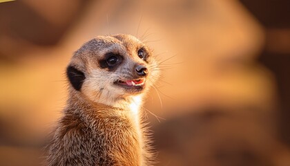 the delighted meerkat with its cheerful expression and smile illustrates a moment of joy and playfulness captivating viewers with its charming presence and engaging adventure