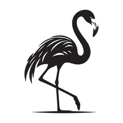 Fototapeta premium Elegant flamingo silhouette standing gracefully in profile