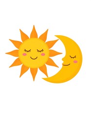 Cute sun and moon illustration