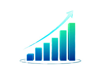 A stylized bar graph illustration depicting upward growth and progress.