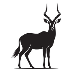 Elegant gazelle silhouette in profile ideal for wildlife and nature designs
