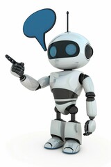 Robot with a speech bubble illustration background character.