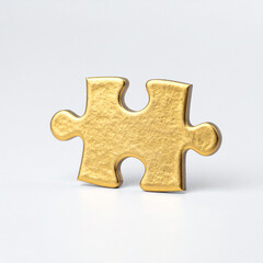 Obraz premium Golden puzzle piece isolated on a white background. Minimalist design.