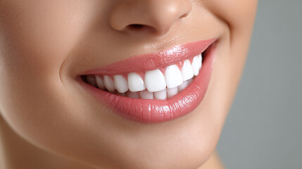 Fototapeta premium A close-up shot of a beautiful woman's smile with perfectly white teeth