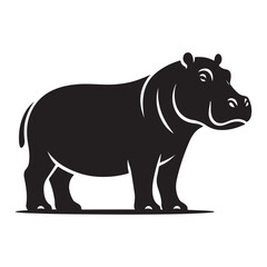 Majestic hippopotamus silhouette in a classic animal design