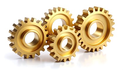 Gold gears in a row