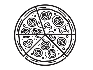 Delicious veggie pizza slice icon in clean vector style