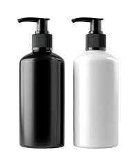 Showcasing black and white pump bottles product isolated on transparent background, png