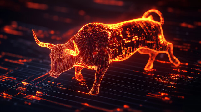 Trade crypto business bull run graph and financial chart investment, symbol of bullish market and financial growth - Powered by Adobe