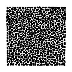 Seamless black and white pattern of irregular polygons resembling a giraffe print design background texture
